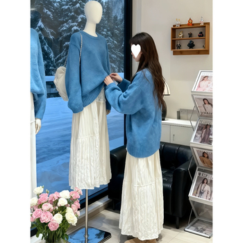 Set suknje s pletenim džemperom i midi suknjom, poliester, jednobojna boja, elegantan i svestran