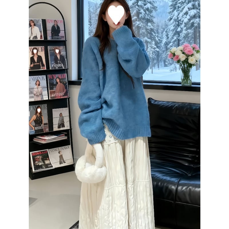 Set suknje s pletenim džemperom i midi suknjom, poliester, jednobojna boja, elegantan i svestran