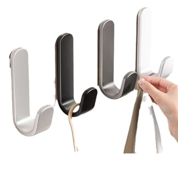 Стенна закачалка с безпробивно лепило — товароносеща за баня и кухня; Материал: Желязо; Монтаж: без пробиване; Стил: модерен минимализъм; Тегло: 90 g за 5 броя