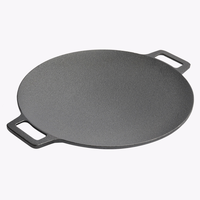 Placă grill din fontă rotundă, pentru exterior, stil coreean de grătar, fără strat, greutate 2,3 kg