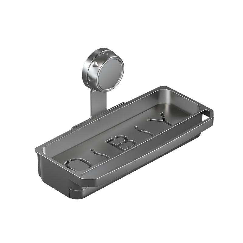 Стенно монтиран рафт за гъба с вакуумна чашка – кухненски органайзер, пластмасов, без монтаж