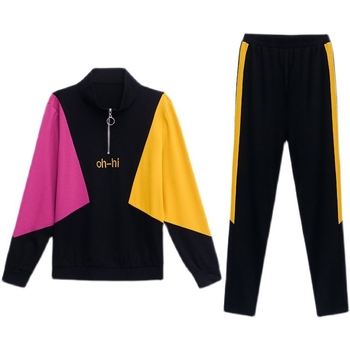 Costum casual pentru femei, cu pantaloni, poliester, conținut 90-95% poliester, panouri colaj, mâneci lungi