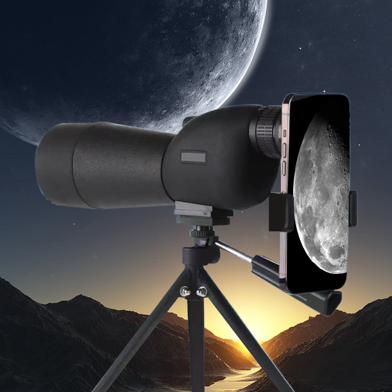 Monoclu cu zoom 25-75×, vizionare în condiții de luminozitate redusă pentru observarea păsărilor și a Lunii, compatibil cu fotografierea de pe telefon
