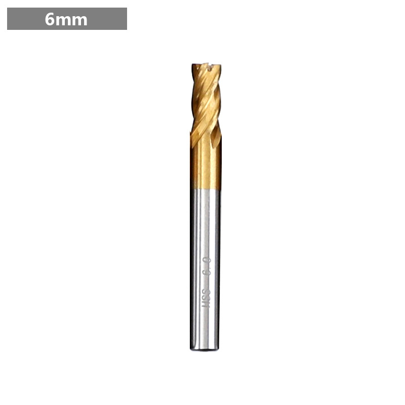 End Mill за алуминий, HSS, четирирезбована, титаново покритие, прав штанга, лицева фреза