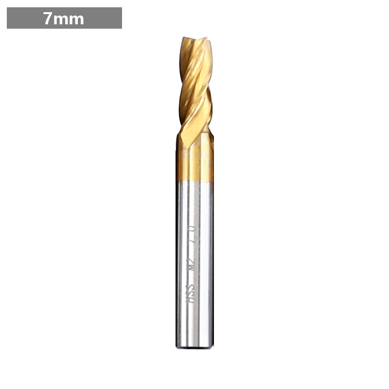 End Mill за алуминий, HSS, четирирезбована, титаново покритие, прав штанга, лицева фреза