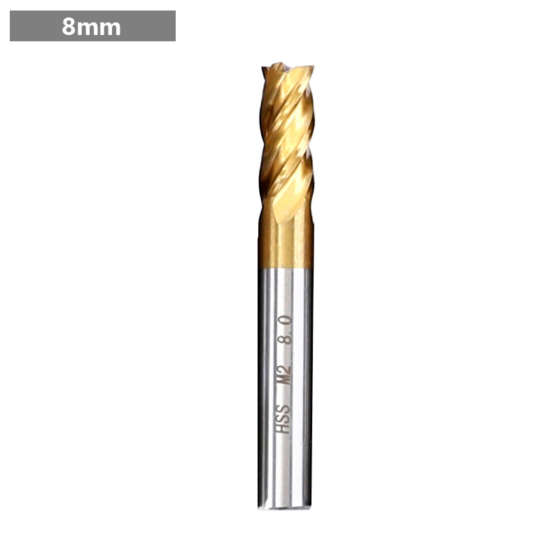 End Mill за алуминий, HSS, четирирезбована, титаново покритие, прав штанга, лицева фреза