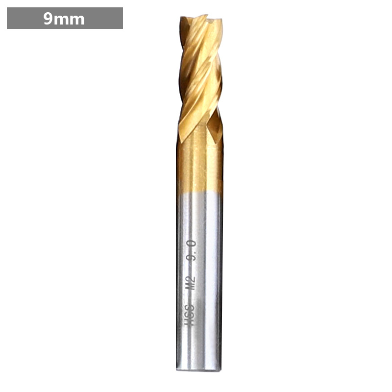 End Mill за алуминий, HSS, четирирезбована, титаново покритие, прав штанга, лицева фреза