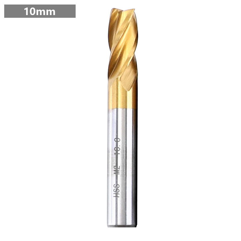 End Mill за алуминий, HSS, четирирезбована, титаново покритие, прав штанга, лицева фреза