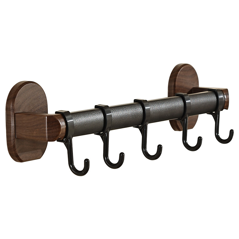 Стенно кухненско рафтче за съхранение с куки, без пробиване, 4–8 куки, пластмасова конструкция, носимост 1–3 кг