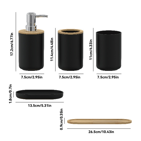 Set kupaonskih dodataka – Mandy plastični, oksidacijski završetak, jednostupanjski, moderan minimalistički stil, nosivost ispod 1 kg