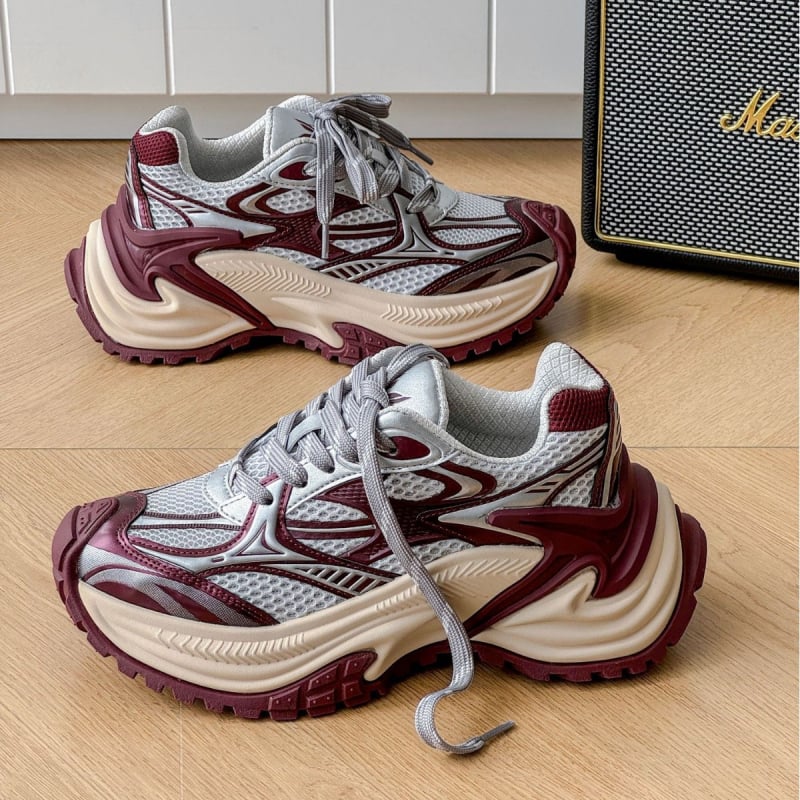 Water Wolf Spider Rattlesnake AD Edition patike tip dad shoes, debeli đon, retro burgundska color-block, unisex, veličina 25, proljetni stil