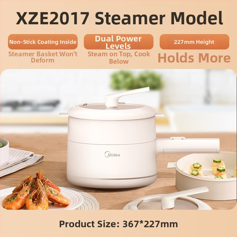 MC-XZE2017 Elektrická varná nádoba s parnou vložkou, kapacita do 2 l, 2 vrstvy, vnútorný tank z nehrdzavejúcej ocele, mechanické ovládanie, gril a shabu-shabu, pre 4–5 porci