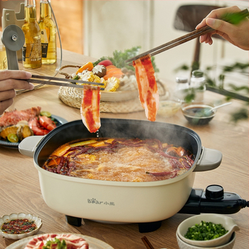 Little Bear elektrická hot pot s objemom 6 l, výkonom 1500 W, vnútorný hrniec z liateho kovu, nastaviteľná teplota a ochrana proti suchému varu