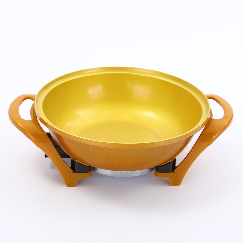 Πολυλειτουργικός ηλεκτρικός γουόκ με καπάκι από γυαλί κενού — Αλουμινίου κράμα, 220V, 1500W, μη κολλητικό τηγάνι, λειτουργίες: ατμός, σοτάρισμα, βράσιμο, στιφάδο