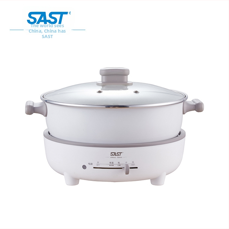 SAST Odnímateľný elektrický viacúčelový hrniec s vnútorným Maifan kameňom, 6 l, 1200–1500 W, funkcie: vyprážanie, varenie, dusenie, hot pot