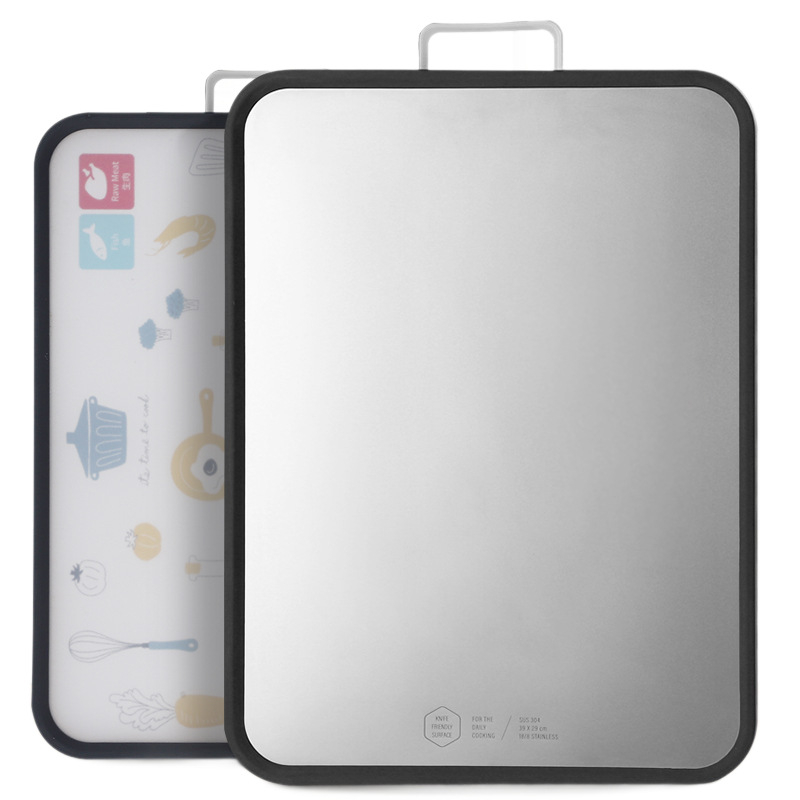 Xiehong 304 oțel inoxidabil placă de tăiat cu două fețe – antibacterian, rezistent la mucegai, multifuncțional pentru carne, fructe și frământarea aluatului