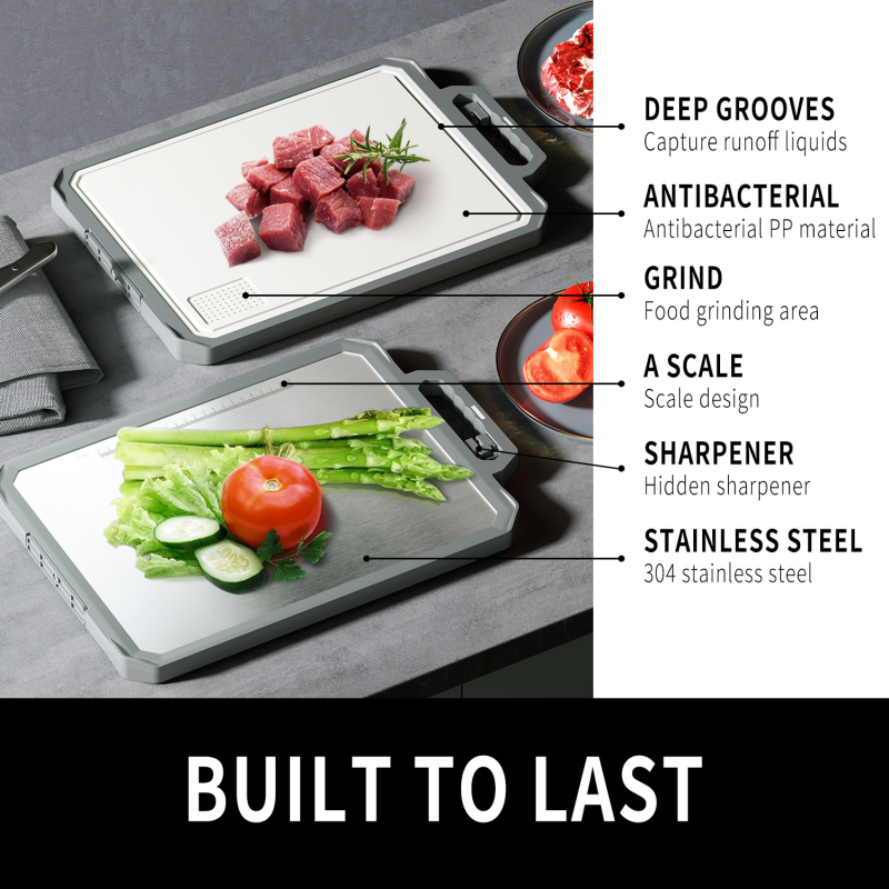 tocător din oțel inoxidabil 304 – două fețe, rezistent la coroziune, pentru bucătărie