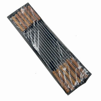 Frigărui din oțel inoxidabil cu mâner din lemn, set de 24 bucăți, rotunde