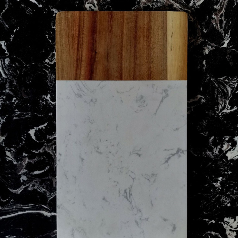 Kuhinjska daska za rezanje od mramora i akacije, masivno drvo, 280 × 150 × 14 mm, Novi kineski stil