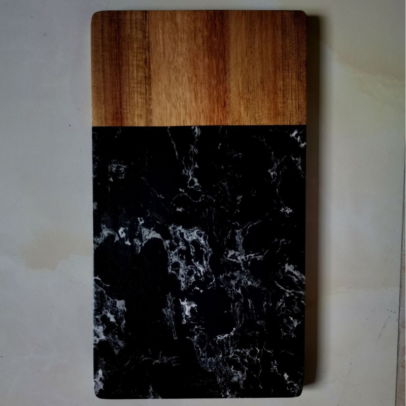 Kuhinjska daska za rezanje od mramora i akacije, masivno drvo, 280 × 150 × 14 mm, Novi kineski stil