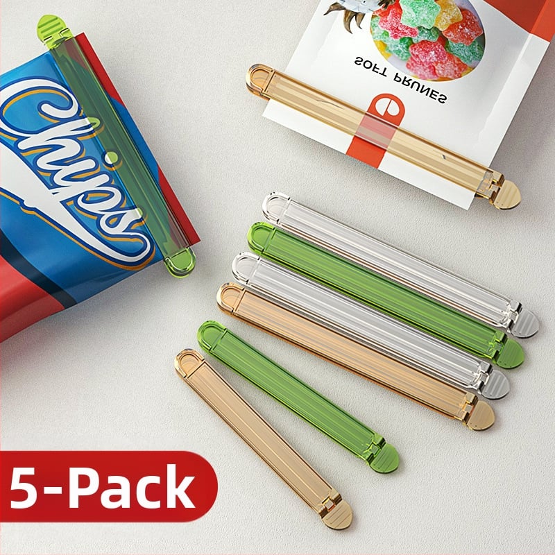 Xihui Διαφανές κλιπ σφράγισης σνακ — 5-Pack, κλιπ για σακούλες κουζίνας για τσάι και γάλα σε σκόνη (Μοντέρνο μινιμαλιστικό στυλ)