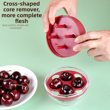 Четириточков push-тип мултифункционален питър за череши за домашна кухня, ABS+PS и 201 неръждаема стоманена пружина, възможност за печат на лого