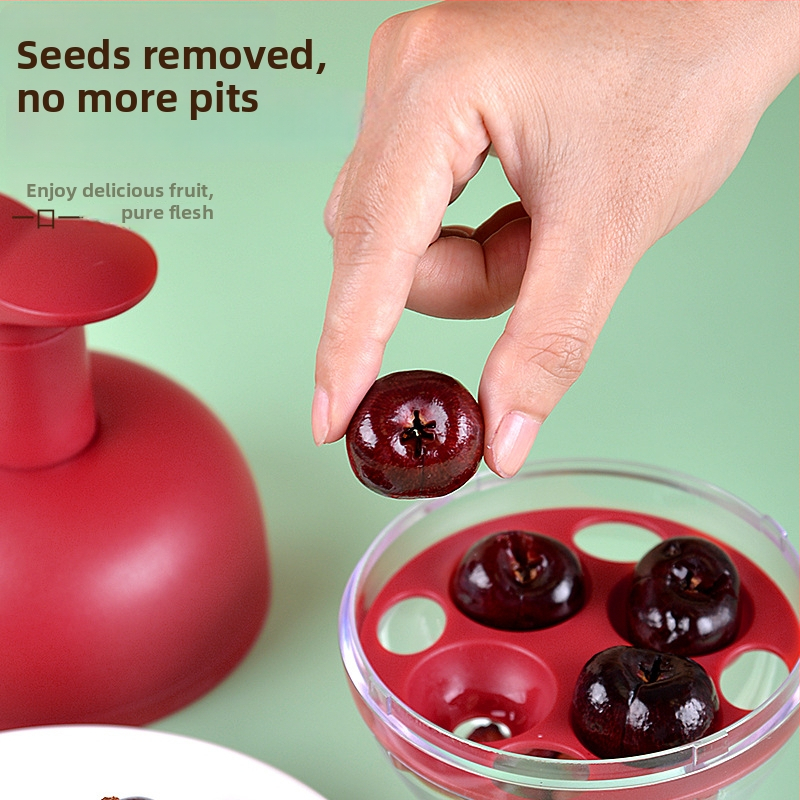 Четириточков push-тип мултифункционален питър за череши за домашна кухня, ABS+PS и 201 неръждаема стоманена пружина, възможност за печат на лого