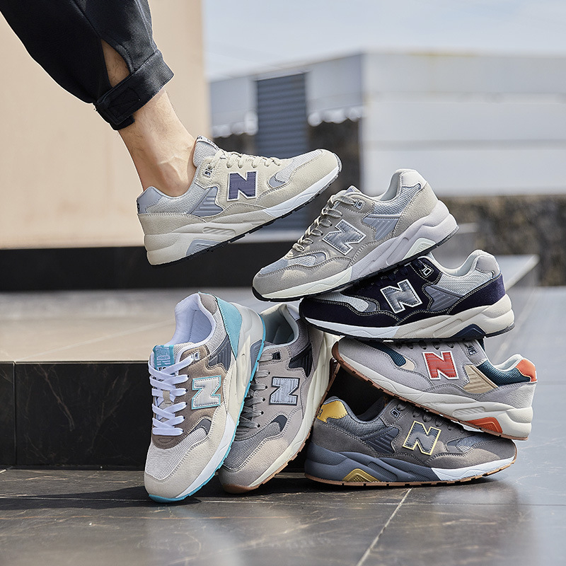 NB580 Pantofi unisex pentru alergare, interior din plasă respirabil, branț EVA, talpă cu înălțime medie a călcâiului 3–5 cm