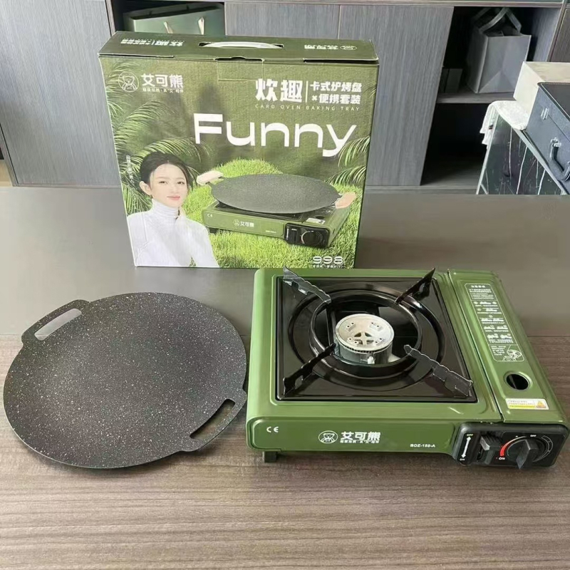 Aike bear Tigaie grill rotund din fier zincat, portabilă și multifuncțională