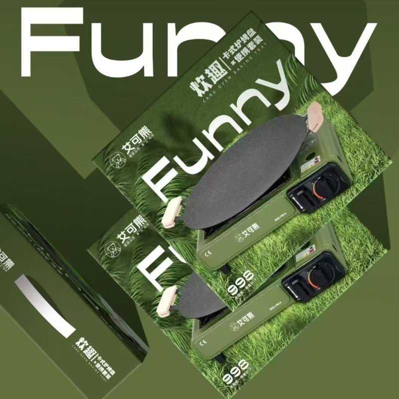 Aike bear Tigaie grill rotund din fier zincat, portabilă și multifuncțională