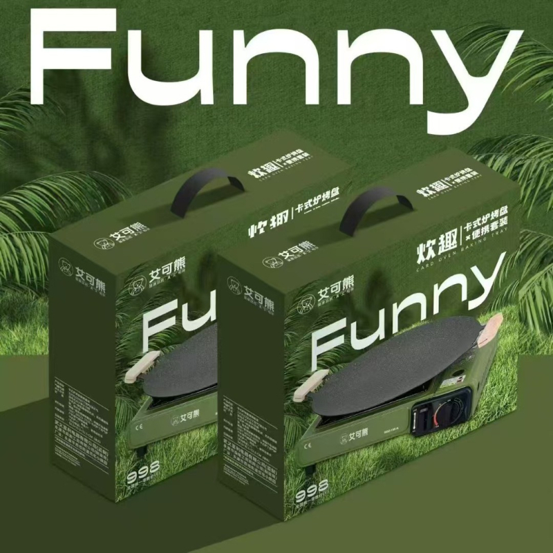 Aike bear Tigaie grill rotund din fier zincat, portabilă și multifuncțională