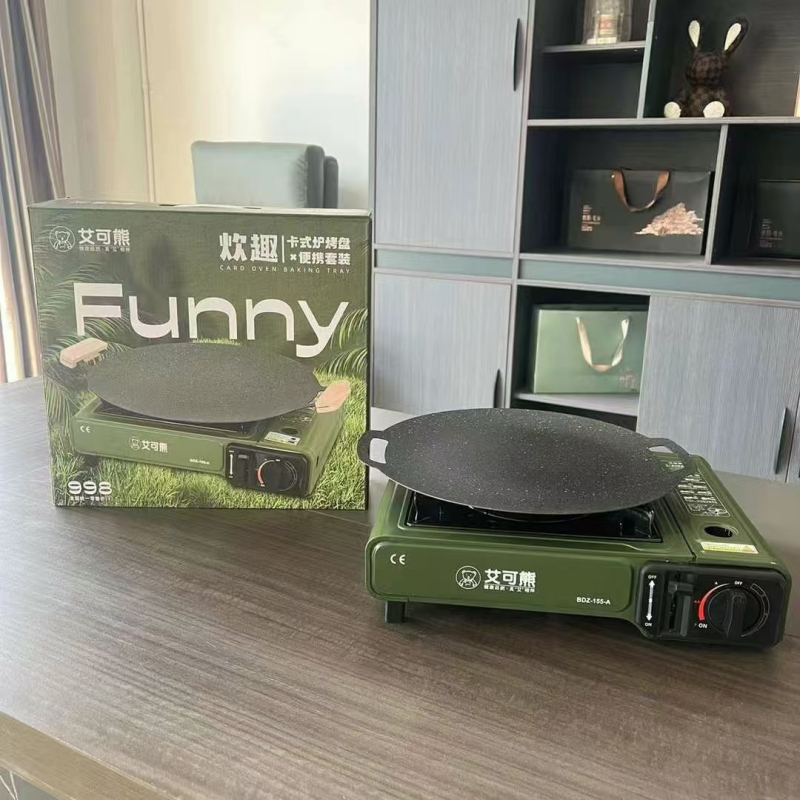 Aike bear Tigaie grill rotund din fier zincat, portabilă și multifuncțională