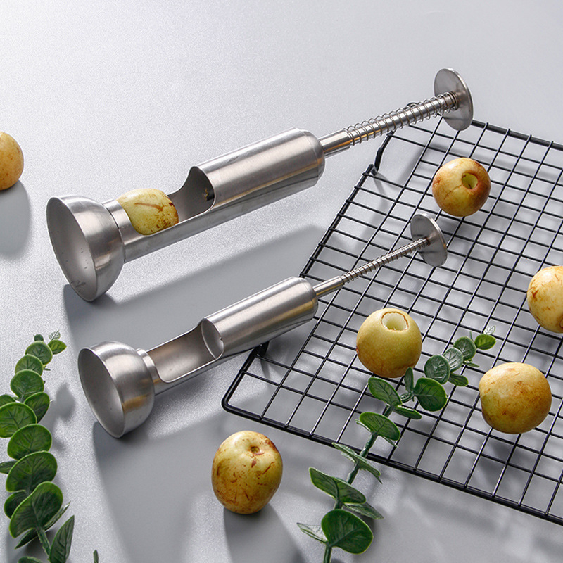 Unealtă pentru scoaterea sâmburilor din Red Dates și Hawthorn, oțel inoxidabil 304, cu arc, cu bază, personalizare disponibilă