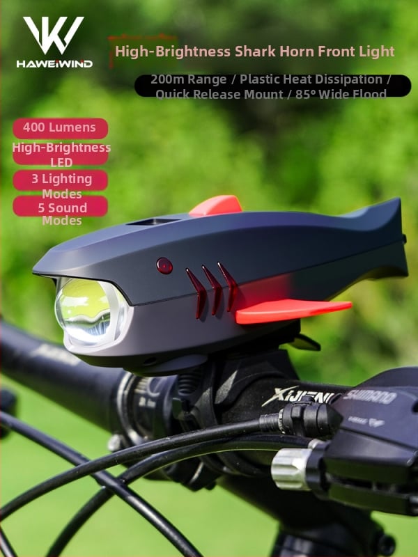 HAWEIWIND Prednje svjetlo za bicikl i zvono u obliku ajkule – MTB oprema