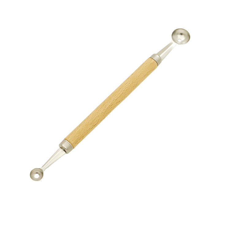 Lingură pentru fructe pentru copii, instrument de bucătărie cu formă de platou, Material: 420 oțel inoxidabil + ABS + fag, Logo personalizat