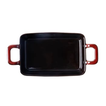 Tavă ceramică de copt cu două urechi, stil retro, formă neregulată, compatibilă cu cuptorul și cu microundele