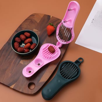 Dispozitiv cu două funcții pentru coring și feliere fructe – oțel inoxidabil + PP, categorie divizor de fructe, lansat în 2022