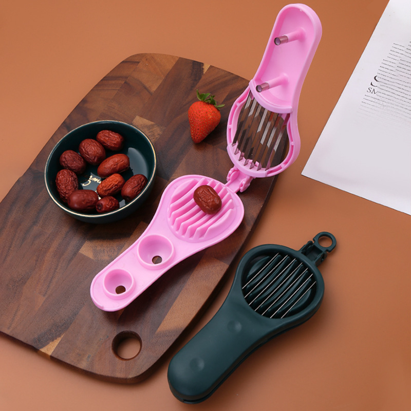 Dispozitiv cu două funcții pentru coring și feliere fructe – oțel inoxidabil + PP, categorie divizor de fructe, lansat în 2022