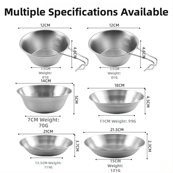 Комплект чинии от неръждаема стомана 304 за открито, преносим, шестчленен комплект за 2–3 човека