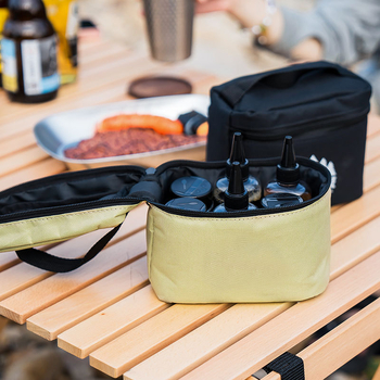 Set de recipiente pentru condimente pentru camping, cu geantă de depozitare din pânză și 6 sticle de plastic – portabil, ecologic, dublu scop