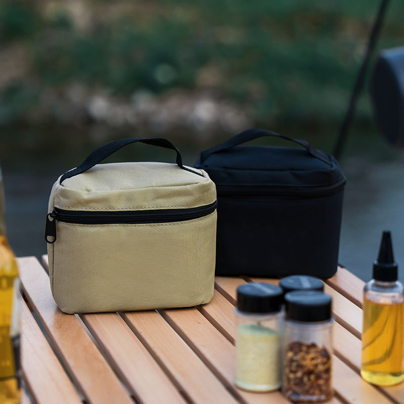 Set de recipiente pentru condimente pentru camping, cu geantă de depozitare din pânză și 6 sticle de plastic – portabil, ecologic, dublu scop