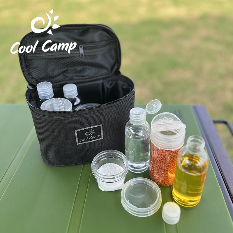 Комплект бутилки за подправки за къмпинг COOLCAMP CF-605, пластмасов, 230 г, за 3–4 души, с чанта за съхранение