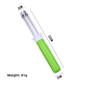 Nerezová oceľová dvojfunkčná teleskopická pomôcka na vyberanie jadier ovocia a oškrabovanie