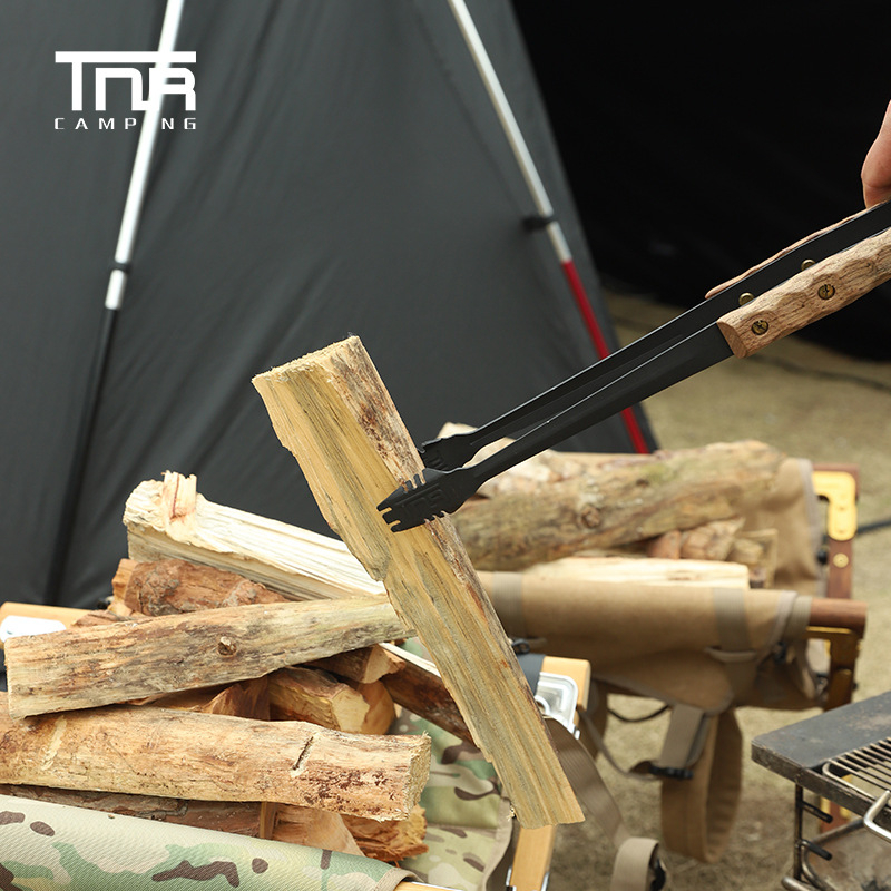 Tnr-fire dvo-dijelni set kliješta za vatru i lopate, od željeza i tikovine, 1,8 kg, za 3–5 osoba