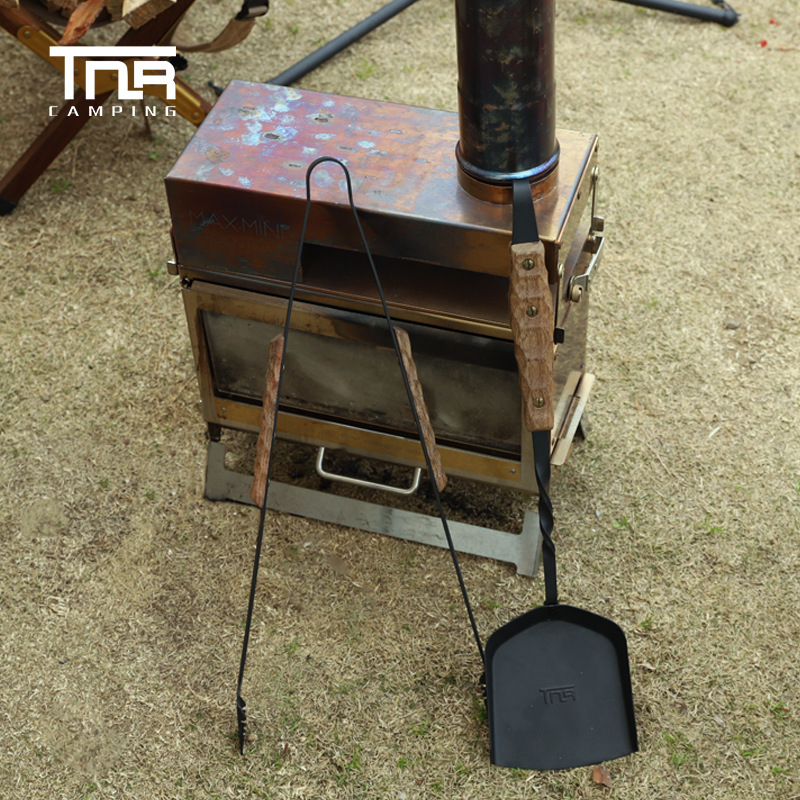 Tnr-fire dvo-dijelni set kliješta za vatru i lopate, od željeza i tikovine, 1,8 kg, za 3–5 osoba