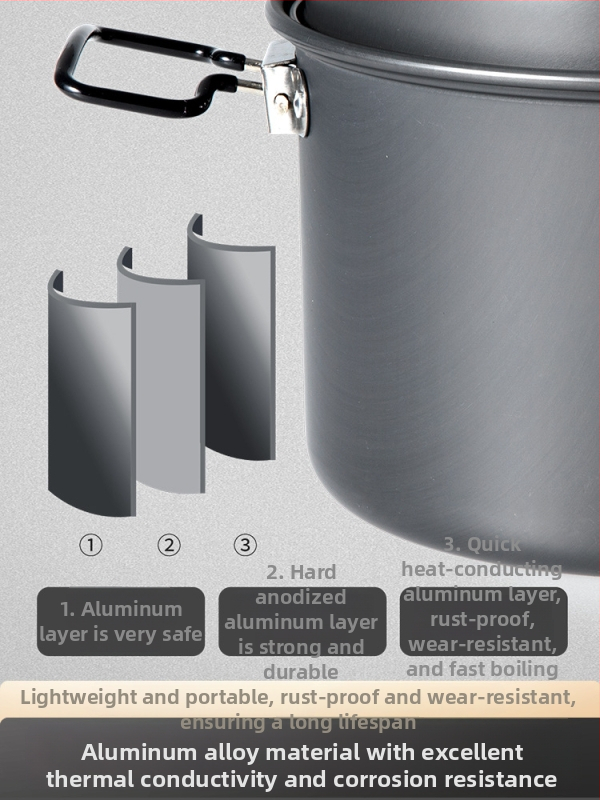 Set lonaca za kampiranje za kazetni štednjak, aluminijska legura, prijenosno i lagano, model SK214, težina 1 kg