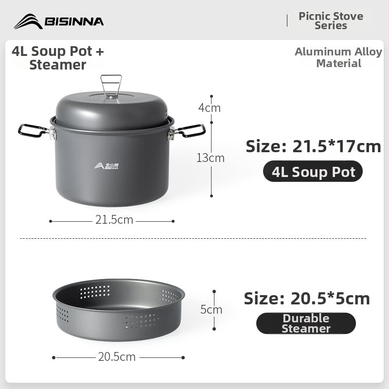 Set lonaca za kampiranje za kazetni štednjak, aluminijska legura, prijenosno i lagano, model SK214, težina 1 kg