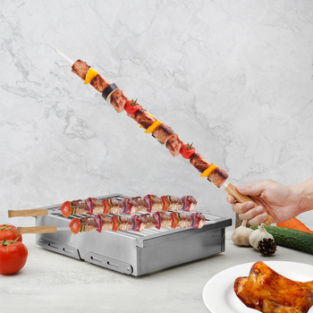 GF Frigărugi din oțel inoxidabil cu mânere din lemn extinse – set de unelte BBQ