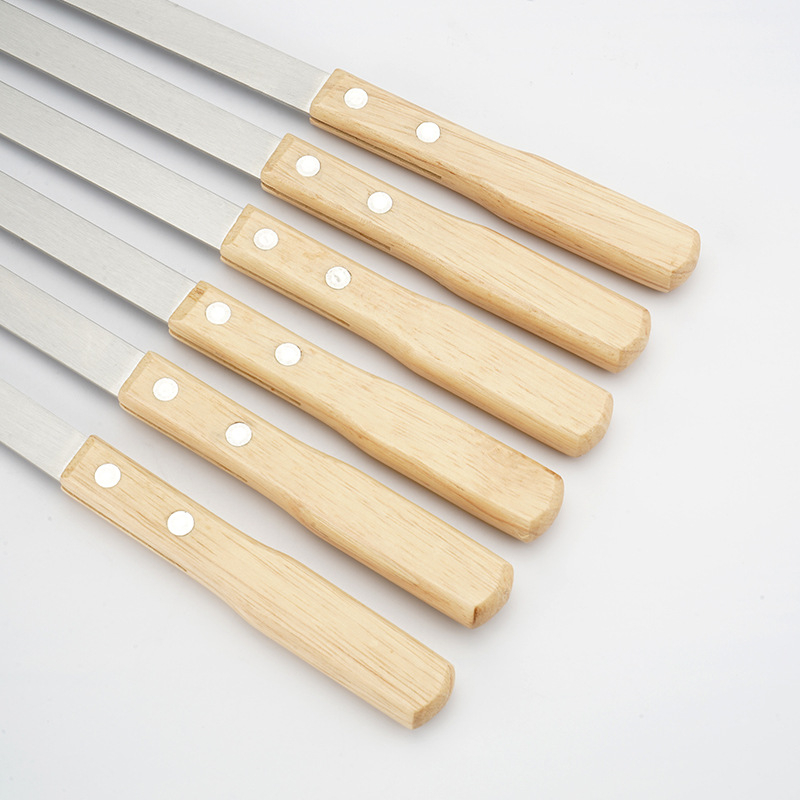 GF Frigărugi din oțel inoxidabil cu mânere din lemn extinse – set de unelte BBQ