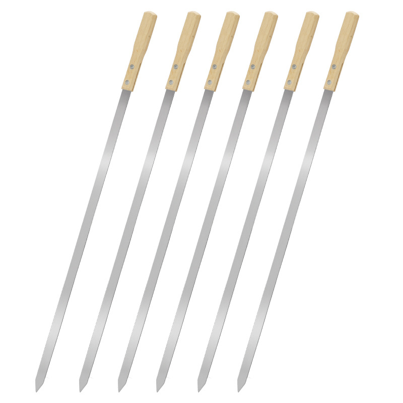 GF Frigărugi din oțel inoxidabil cu mânere din lemn extinse – set de unelte BBQ
